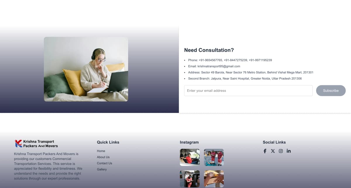 Krishna Transport Packers & Movers: A High-Performance Next.js Website for Service-Driven Growth - screenshot 4
